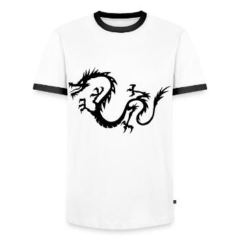 Chinese Dragon - Men's Ringer Shirt - white/black - Front - AI Model Female 172 light (172cm) & AI Model Male 178 dark (178cm)
