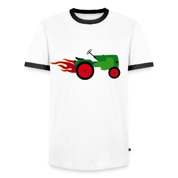 Tractor - Men's Ringer Shirt - white/black - Front - AI Model Female 172 light (172cm) & AI Model Male 178 dark (178cm)