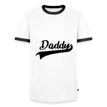 Daddy Father Father's Day Dad - Men's Ringer Shirt - white/black - Front - AI Model Female 172 light (172cm) & AI Model Male 178 dark (178cm)
