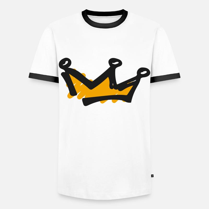 Crown Line Drawing - Men's Ringer Shirt - white/black