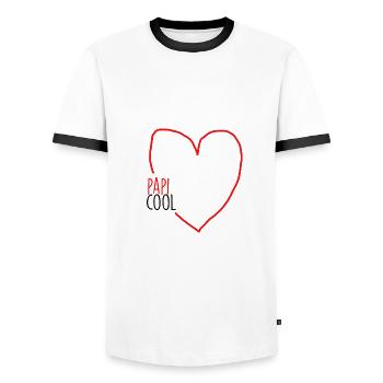 papi cool - T-shirt contrasté Homme - blanc/noir - Devant - AI Model Female 172 light (172cm) & AI Model Male 178 dark (178cm)
