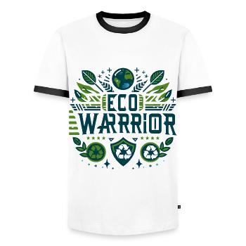 Eco-Hero: For the Planet - Men's Ringer Shirt - white/black - Front - AI Model Female 172 light (172cm) & AI Model Male 178 dark (178cm)