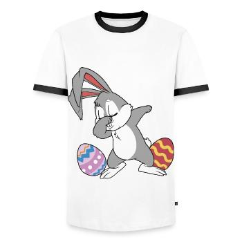 Es ist Ostern - Männer Kontrast-T-Shirt - Weiß/Schwarz - Vorne - AI Model Female 172 light (172cm) & AI Model Male 178 dark (178cm)