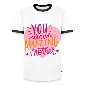Mom baby mother love mommy mom mothers day gift - Men's Ringer Shirt - white/black - Front - AI Model Female 172 light (172cm) & AI Model Male 178 dark (178cm)
