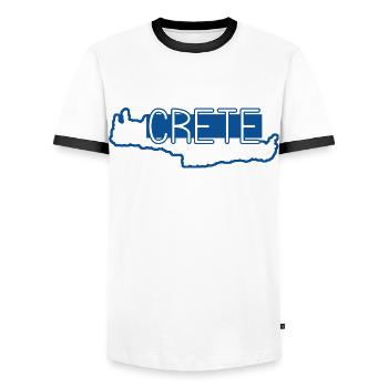 Crète - T-shirt contrasté Homme - blanc/noir - Devant - AI Model Female 172 light (172cm) & AI Model Male 178 dark (178cm)