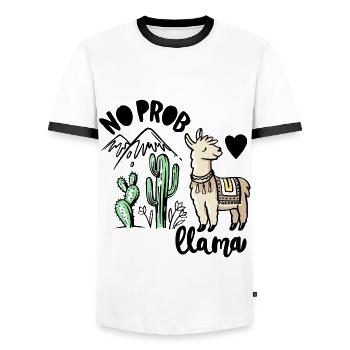 No Prob Llama - Männer Kontrast-T-Shirt - Weiß/Schwarz - Vorne - AI Model Female 172 light (172cm) & AI Model Male 178 dark (178cm)