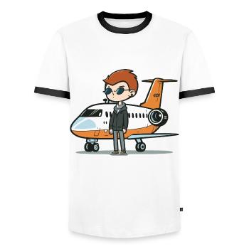 The Jet Setter - Men's Ringer Shirt - white/black - Front - AI Model Female 172 light (172cm) & AI Model Male 178 dark (178cm)