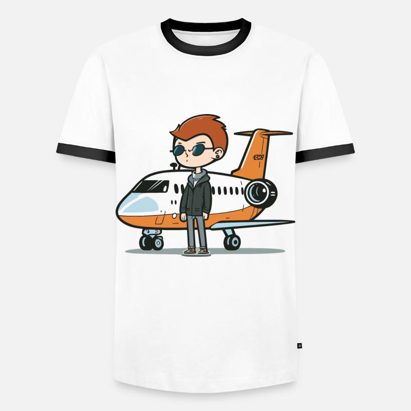Der Jet-Setter - Männer Kontrast-T-Shirt - Weiß/Schwarz