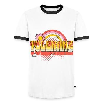 Toleranz Vielfalt Respekt Akzeptanz Liebe LGBTQ - Männer Kontrast-T-Shirt - Weiß/Schwarz - Vorne - AI Model Female 172 light (172cm) & AI Model Male 178 dark (178cm)