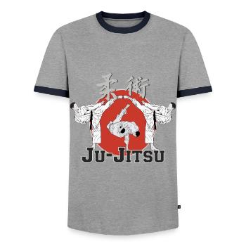 Ju Jutsu Ju Jitsu Arts martiaux - T-shirt contrasté Homme - gris/marine  - Devant - AI Model Female 172 light (172cm) & AI Model Male 178 light (178cm)