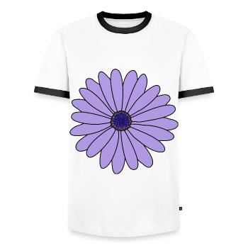 fleur fleur pourpre fleur fleur florale - T-shirt contrasté Homme - blanc/noir - Devant - AI Model Female 172 light (172cm) & AI Model Male 178 dark (178cm)