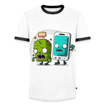 Connected 24/7 - Men's Ringer Shirt - white/black - Front - AI Model Female 172 light (172cm) & AI Model Male 178 dark (178cm)