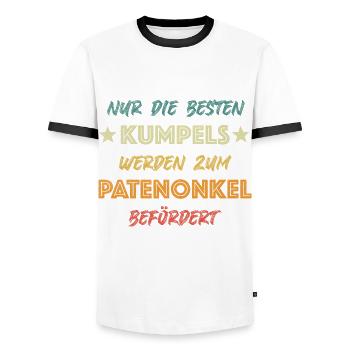 Patenonkel - Männer Kontrast-T-Shirt - Weiß/Schwarz - Vorne - AI Model Female 172 light (172cm) & AI Model Male 178 dark (178cm)