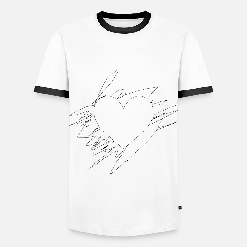 Doodle Heart Scribbled Lines - Men's Ringer Shirt - white/black