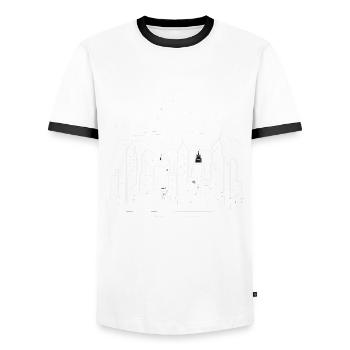 Night Cityscape - Men's Ringer Shirt - white/black - Front - AI Model Female 172 light (172cm) & AI Model Male 178 dark (178cm)