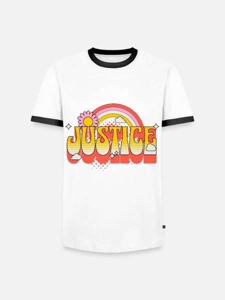 Justice, Freedom, Peace, Tolerance, Love - Men's Ringer Shirt - white/black
