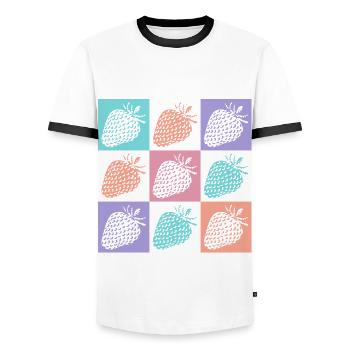Erdbeeren Bunte Sommerfarben - Männer Kontrast-T-Shirt - Weiß/Schwarz - Vorne - AI Model Female 172 light (172cm) & AI Model Male 178 dark (178cm)