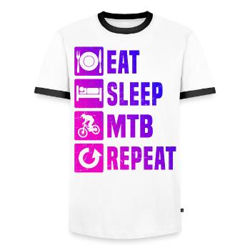 Vélo de montagne Cycliste Homme Vélo de montagne - T-shirt contrasté Homme - blanc/noir - Devant - AI Model Female 172 light (172cm) & AI Model Male 178 dark (178cm)