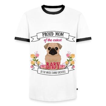 Maman de chien bébé cool proverbes chien mobylette mignon - T-shirt contrasté Homme - blanc/noir - Devant - AI Model Female 172 light (172cm) & AI Model Male 178 dark (178cm)