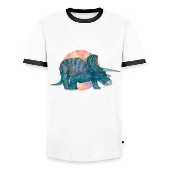 Wild Blue Dinosaur - Men's Ringer Shirt - white/black - Front - AI Model Female 172 light (172cm) & AI Model Male 178 dark (178cm)