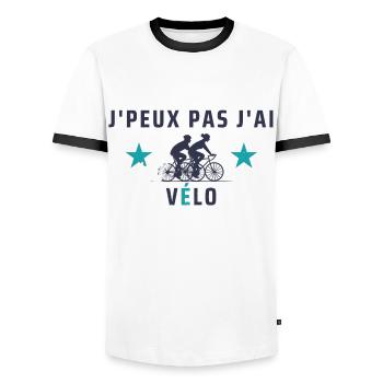 J peux pas j ai Vélo - T-shirt contrasté Homme - blanc/noir - Devant - AI Model Female 172 light (172cm) & AI Model Male 178 dark (178cm)