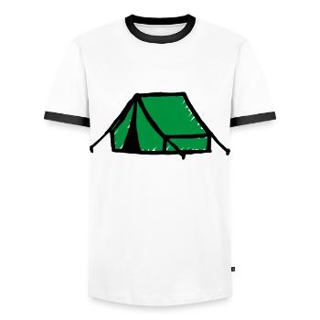 Zelt Zelten - Männer Kontrast-T-Shirt - Weiß/Schwarz - Vorne - AI Model Female 172 light (172cm) & AI Model Male 178 dark (178cm)