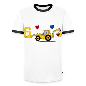6ème Tracteur Pelle - T-shirt contrasté Homme - blanc/noir - Devant - AI Model Female 172 light (172cm) & AI Model Male 178 dark (178cm)