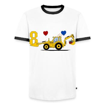 8th birthday excavator tractor - Men's Ringer Shirt - white/black - Front - AI Model Female 172 light (172cm) & AI Model Male 178 dark (178cm)