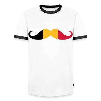 Belgien Flagge - Mosutache - Männer Kontrast-T-Shirt - Weiß/Schwarz - Vorne - AI Model Female 172 light (172cm) & AI Model Male 178 dark (178cm)