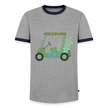 Golf golfer cart golf terms - Men's Ringer Shirt - grey/navy  - Front - AI Model Female 172 light (172cm) & AI Model Male 178 light (178cm)