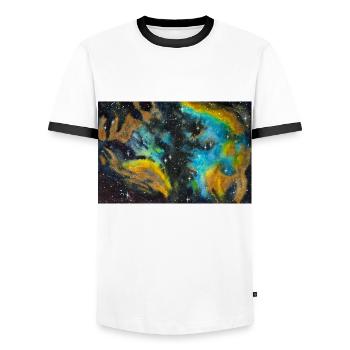 Nébuleuse de la galaxie NGC 5189 Galaxie Nebel Nerd Astro - T-shirt contrasté Homme - blanc/noir - Devant - AI Model Female 172 light (172cm) & AI Model Male 178 dark (178cm)