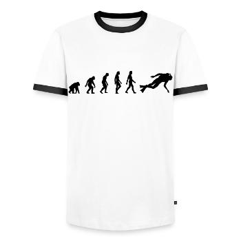 L évolution de la Plongée - T-shirt contrasté Homme - blanc/noir - Devant - AI Model Female 172 light (172cm) & AI Model Male 178 dark (178cm)