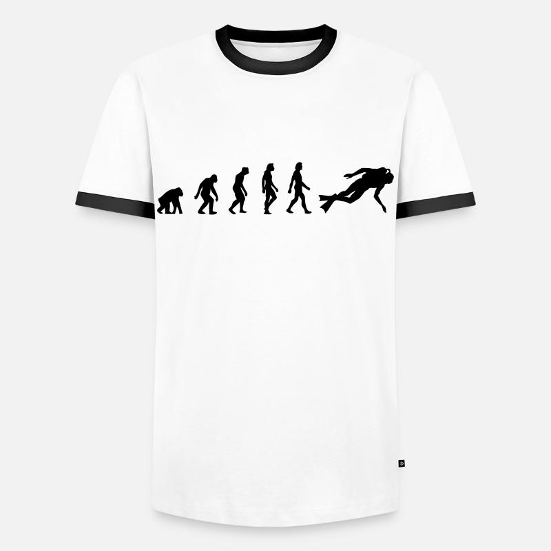 L évolution de la Plongée - T-shirt contrasté Homme - blanc/noir
