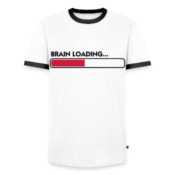 Brain loading - Men's Ringer Shirt - white/black - Front - AI Model Female 172 light (172cm) & AI Model Male 178 dark (178cm)