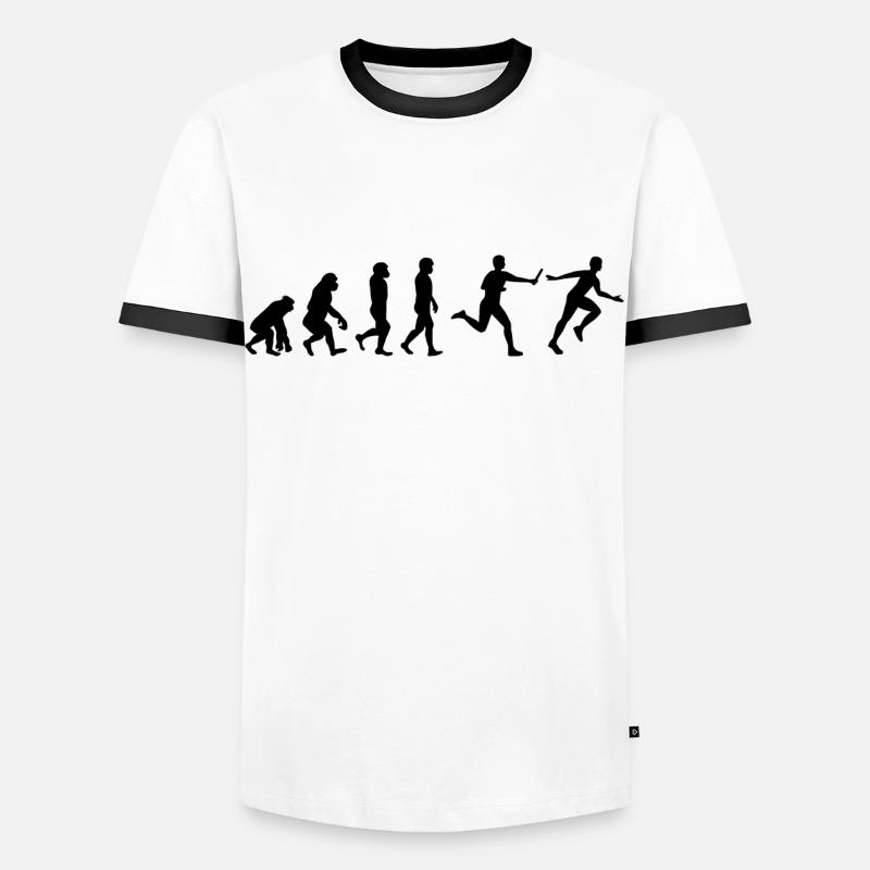 Staffellauf Athlet Leichtathletik Evolution - Männer Kontrast-T-Shirt - Weiß/Schwarz
