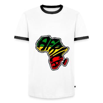 Africa Map Green Yellow Red Continent Countries Animals - Men's Ringer Shirt - white/black - Front - AI Model Female 172 light (172cm) & AI Model Male 178 dark (178cm)