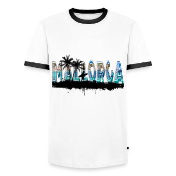 Mallorca Sommer Sonne Strand Meer Palmen Party - Männer Kontrast-T-Shirt - Weiß/Schwarz - Vorne - AI Model Female 172 light (172cm) & AI Model Male 178 dark (178cm)