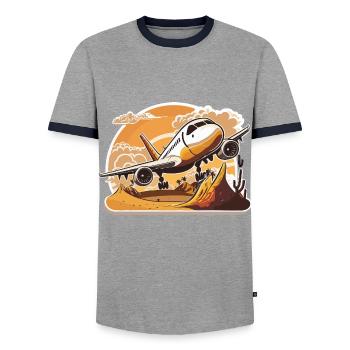 Der aufsteigende Geist - Männer Kontrast-T-Shirt - Grau/Navy  - Vorne - AI Model Female 172 light (172cm) & AI Model Male 178 light (178cm)