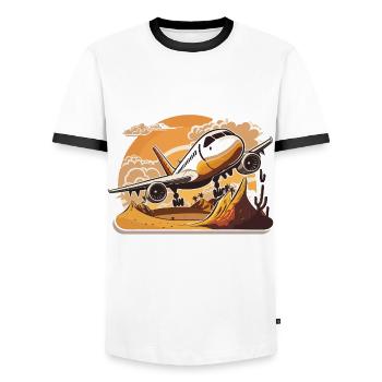 The Soaring Spirit - Men's Ringer Shirt - white/black - Front - AI Model Female 172 light (172cm) & AI Model Male 178 dark (178cm)