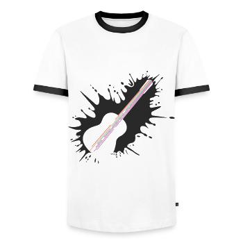 Gitarren-Klecks - Männer Kontrast-T-Shirt - Weiß/Schwarz - Vorne - AI Model Female 172 light (172cm) & AI Model Male 178 dark (178cm)