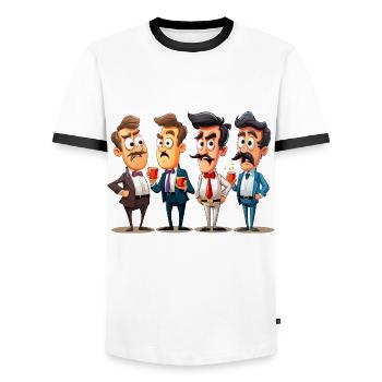 The Coffee Debaters - Men's Ringer Shirt - white/black - Front - AI Model Female 172 light (172cm) & AI Model Male 178 dark (178cm)