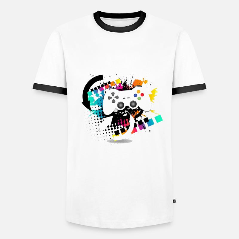 Gamepad Controller Bunt - Männer Kontrast-T-Shirt - Weiß/Schwarz