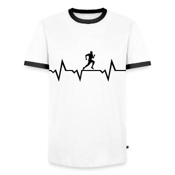 Running Man & Heartbeat -courir - T-shirt contrasté Homme - blanc/noir - Devant - AI Model Female 172 light (172cm) & AI Model Male 178 dark (178cm)