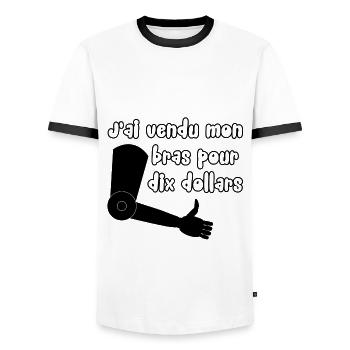 J'ai vendu mon bras ... - T-shirt contrasté Homme - blanc/noir - Devant - AI Model Female 172 light (172cm) & AI Model Male 178 dark (178cm)