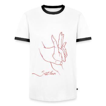 Just love, hand in hand - Men's Ringer Shirt - white/black - Front - AI Model Female 172 light (172cm) & AI Model Male 178 dark (178cm)