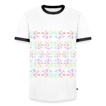 Pattern symbole Vikings Vegvisir multicolore - T-shirt contrasté Homme - blanc/noir - Devant - AI Model Female 172 light (172cm) & AI Model Male 178 dark (178cm)