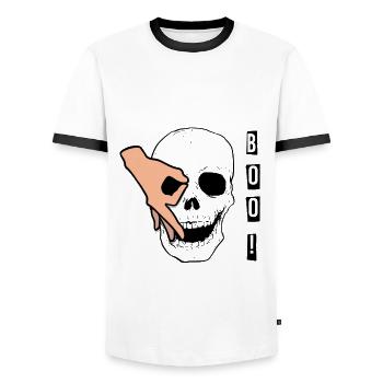 Boo ! skull jeu du rond humour décalé - T-shirt contrasté Homme - blanc/noir - Devant - AI Model Female 172 light (172cm) & AI Model Male 178 dark (178cm)