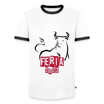 Feria 2023 - T-shirt contrasté Homme - blanc/noir - Devant - AI Model Female 172 light (172cm) & AI Model Male 178 dark (178cm)