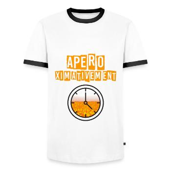 Apéro ximativement - T-shirt contrasté Homme - blanc/noir - Devant - AI Model Female 172 light (172cm) & AI Model Male 178 dark (178cm)