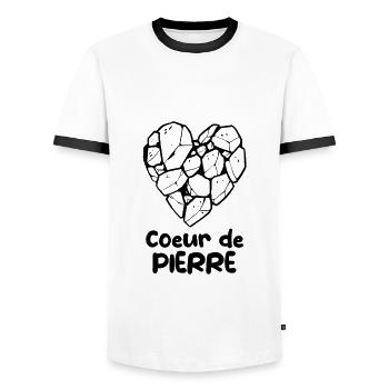 Coeur de pierre - T-shirt contrasté Homme - blanc/noir - Devant - AI Model Female 172 light (172cm) & AI Model Male 178 dark (178cm)